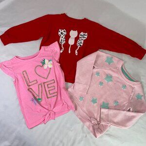 Girls Size 4 Top and Sweatshirt Bundle Set of 3 Pink Red Carter's Cat & Jack